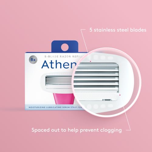 Athena Club 5-Blade Razor Refills for Women, 8-Pack | Shea Butter & Hyaluronic Acid
