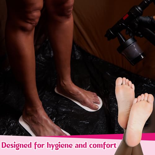 Suhine 120 Pairs (240 Feets) Disposable Spray Tanning Feet Pads Bulk Sticky Feet Pads Spray Tan Accessories for Sunless Tanning Hygienic Foot Protectors Salons Spas or Home