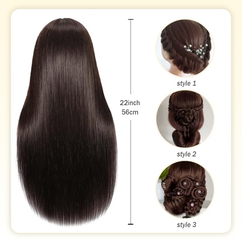 MQHIHI 22" Mannequin Head with 80% Real Hair for Styling
