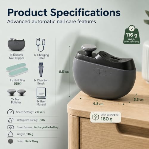 Electric Nail Clipper with LED Light & 2-Speed for Seniors
