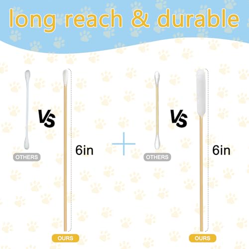 Dog Ear Cleaning Cotton Swabs – 400 Pack, 6" Bamboo