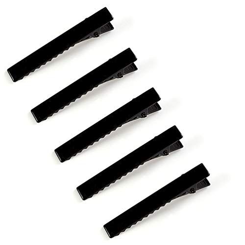 50 Pcs Black Alligator Hair Clip Single Prong Flat Top Metal Duck Bill Clip Hair Hairbow Accessories for DIY Craft (6.5cm)