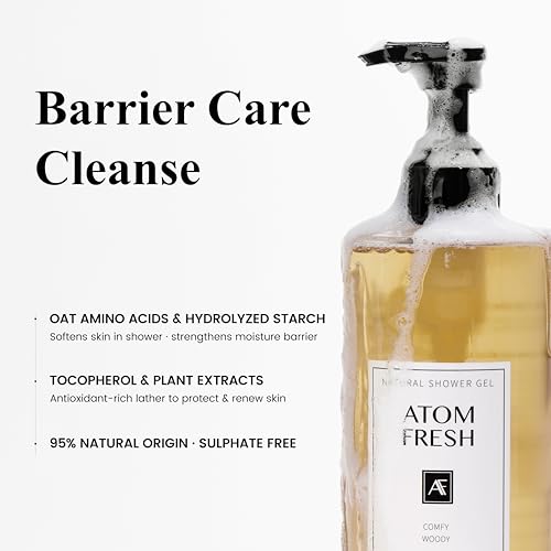 Atom Fresh Fine Fragrance Body Wash ? Sweet Jam Jasmine Scent | Gentle Amino-Acid Cleanser with Oat, Soapberry & Vitamin E | Plant-Based & Sulfate-Free, 16.94 fl oz