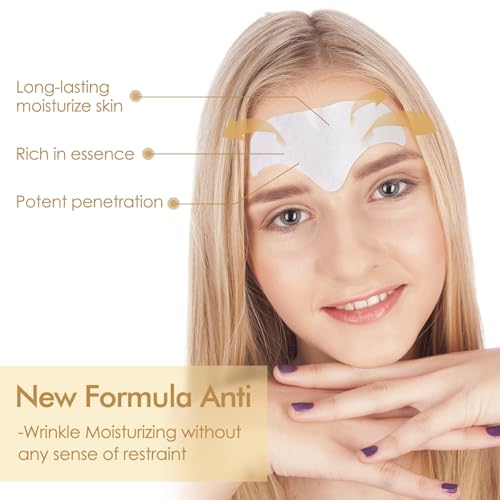 AUSLKA 24PCS Forehead Wrinkle Patches With Aloe, Collagen - Forehead Wrinkles Treatment,Anti Wrinkle Patches Care To Smooth Fine Lines & Wrinkles