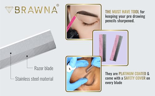 50 Pcs Eyebrow Razor Blades - Stainless Steel Microblading Shavers