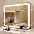 STARLEAD 19" x 14" Makeup Mirror with Lights and 10X Magnification, 3-Color Dimmable LED Lighting & Touch Control, USB Charging Port for Travel/Dressing Room
