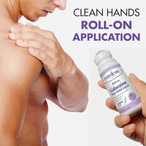 TheraCare 4% Lidocaine Roll-On | Soothing Lavender Scent | OTC Strength | Pain Relief Liquid | 2.5 oz. 73 mL | Topical Anesthetic