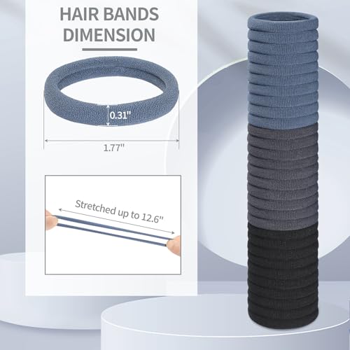 Fishinsea 150 Pack Seamless Elastic Hair Ties for Thick & Thin Hair - Black, Gray, Navy Blue