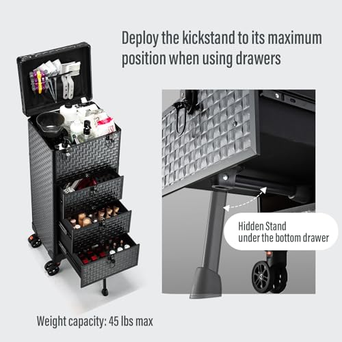 Yueieoun Salon Cart with 3 Drawers & Wheels - Rolling Makeup Trolley
