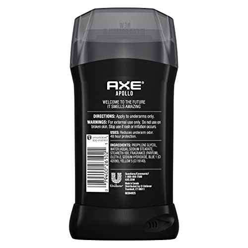 AXE Apollo Deodorant Stick 4 Count For Long Lasting Odor Protection, Sage And Cedarwood Men's Deo, Aluminum Free 3oz