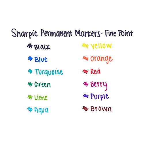 Sharpie Permanent Markers, Fine Point, Green, 12 Count