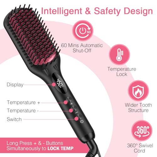 MiroPure Ceramic Hair Straightener Brush – Ionic 2-in-1