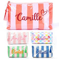 Personalized Striped Waterproof Makeup Bag with Custom Name