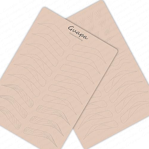 Guapa 3pcs Microblading Hairstroke Practice Skin Pre-printed Silicone Eyebrow Latex for Perfect Nano Eyebrow Tattoo Practice (Pink Sheet)