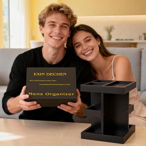 Black Wooden Cologne Organizer for Men | 360° Rotating