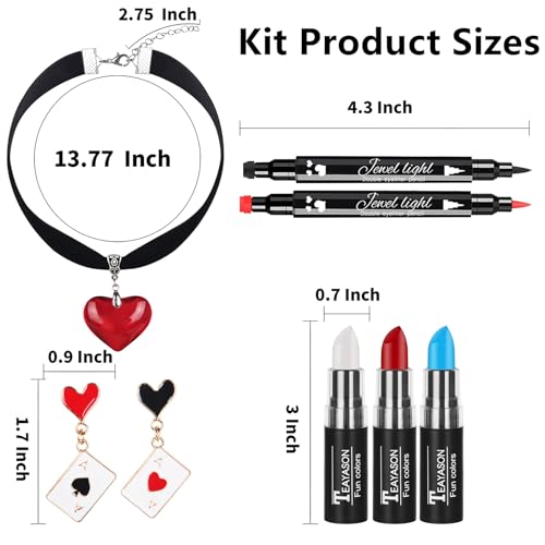 Halloween Queen Makeup Kit with Lip Paint, Heart Stamp Eyeliner & Jewelry