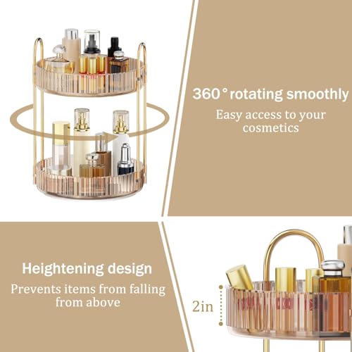 MOKANI 360° Rotating Makeup Organizer - 2 Tier Perfume Storage