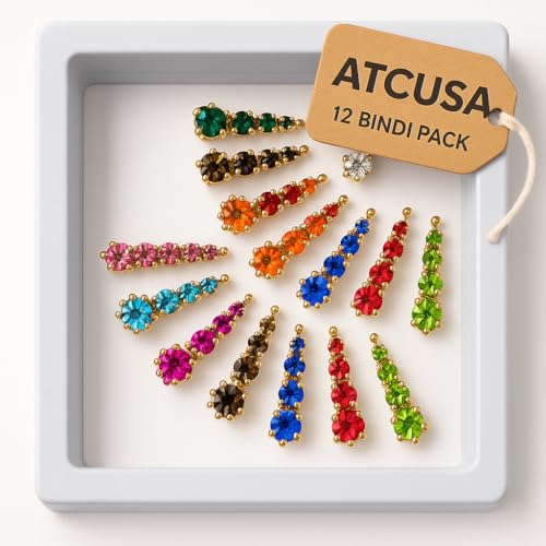 12 Crystal Bindis Set - Bridal Forehead Jewels