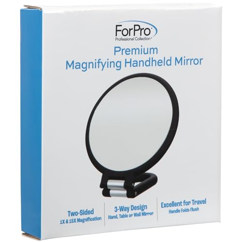 ForPro Premium Handheld Mirror - 1X/15X Magnification, Adjustable
