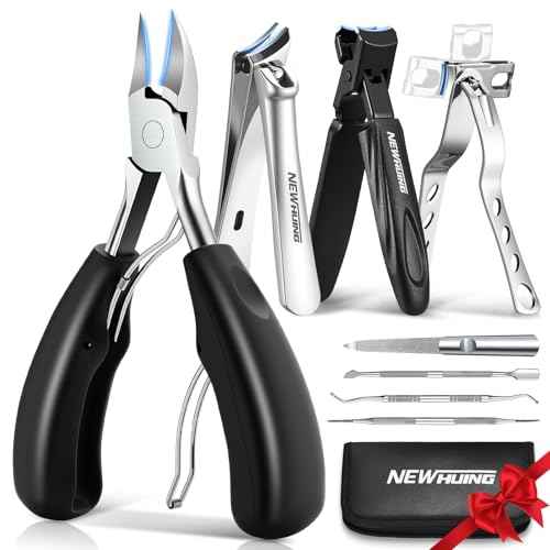 New Huing Toenail Clippers for Seniors, 8-Piece Nail Clippers Set for Thick & Ingrown Toenails, Great Gift for Parents Hunsband Wife, Included Leather Case