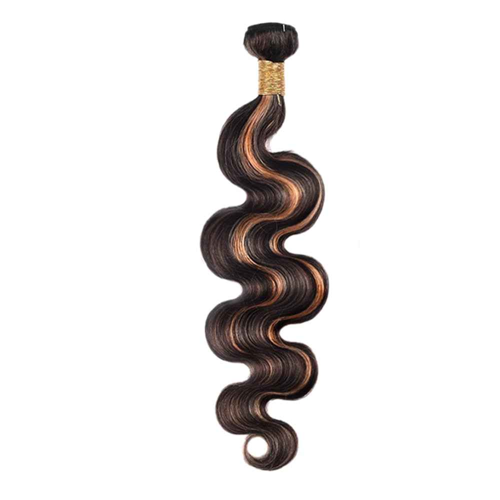 Highlight Human Hair Bundles Color #30 Body Wave Bundles 26 Inch 8A Grade Peruvian Virgin Hair 1 Bundle Double Weft Ombre Brown Hair Weave For Women