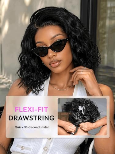 UNICE 14 Inch Water Wave Bob Wig - 220% Density Glueless Lace