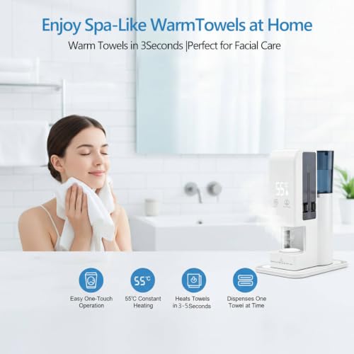 Hot Towel Dispenser with 100 Compressed Towels – 3-Sec Fast Heat