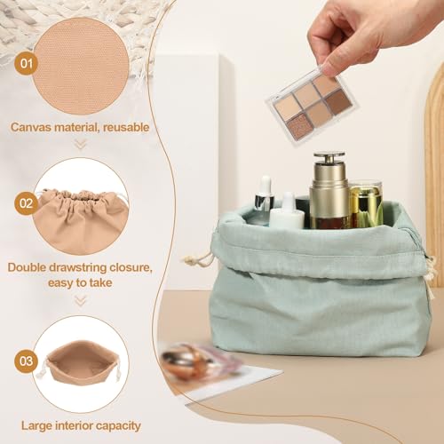 uxcell 2-Pack Canvas Drawstring Makeup Bags - Travel Cosmetic Organizers