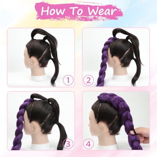 24 Inch Black Braided Ponytail Extension for Daily Wear