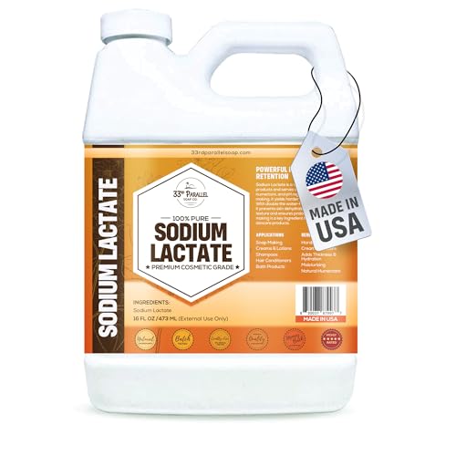 Sodium Lactate (16 oz) for Soap Making & Lotions, Premium Sodium Lactate Liquid, 60% Concentration, Cosmetic Grade, Moisturize Anti-Aging, Makes Soap Harder | 16 FL OZ