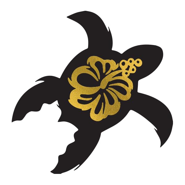 Polynesian Temporary Tattoos - Black & Metallic Gold Sea Turtle Tribal Design 12pk