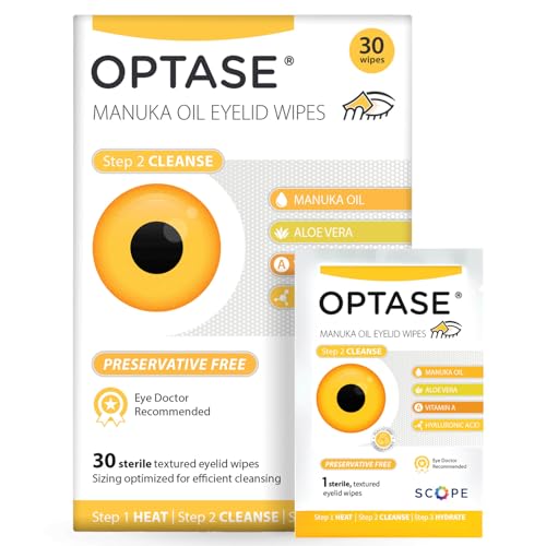 OPTASE Manuka Oil Eyelid Wipes, 30 Count ? Eyelid Cleansing Wipes with Natural Manuka Oil ? Preservative-Free Formula for Daily Hygiene and Eye Lid Comfort - Doctor Recommended Eye Lid Cleaning