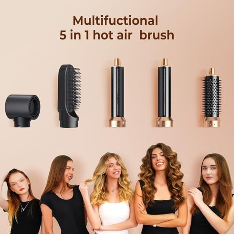 5-in-1 Hot Air Styler Brush Set with Auto Wrap Curling Barrels