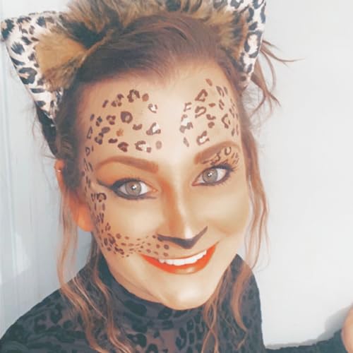 5Sheets Leopard Print Temporary Tattoos Cheetah Temporary Tattoo Sticker Gold Removable Safe Skin Sticker Cheetah Stickers Halloween Costume Accessories for Halloween Party Decoration
