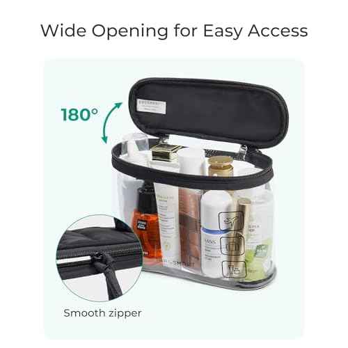 BAGSMART TSA Approved Toiletry Bag, Clear Makeup Cosmetic Bag Organizer, Quart Size Travel Bag for Toiletries, Carry-on Travel Accessories Essentials, 1 Pack-Black