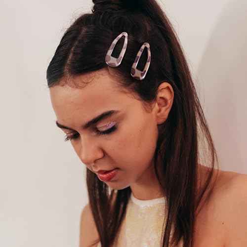 20 PCS Metal Snap Hair Clips Water Drop No Slip Barrettes for Women Bright Small Hair Clips For Thick And Thin Fine Hair,Black Tortoiseshell,1.97 x 0.5 In.