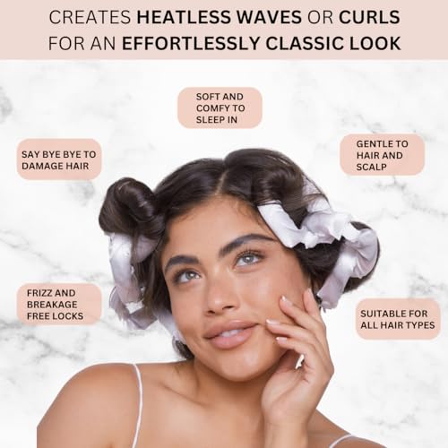 Satin Pillow Flexi Rods 6-Piece Heatless Overnight Hair Curlers Set, Marble