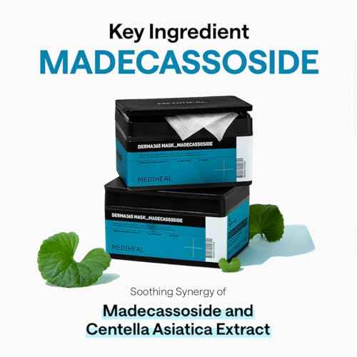 Mediheal Derma 365 Madecassoside Mask (30 Masks) - Daily Skin Care Mask for Deeply Comforting and Calming Skin with Madecassoside