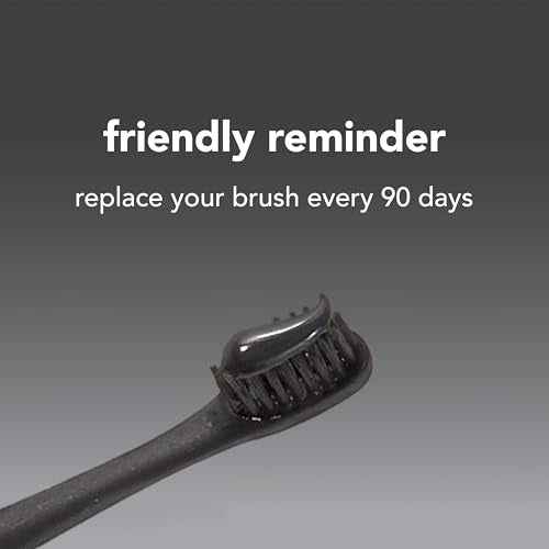 hello Soft Bristle Adult Charcoal Toothbrush Pack, BPA-Free Soft Toothbrushes with Charcoal Infused Bristles, Gentle on Gums and Teeth, Ergonomic Handle Made with Plant-Based Materials, Black, 4 Pack