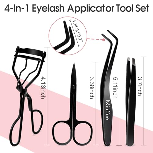 Lash Applicator Tool - Curved Stainless Steel Tweezers (4pcs)