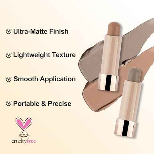 Erinde Cool Toned Contour Stick, Cream Contour Stick, Matte Bronzer Stick, Waterproof & Long Lasting Face Shaping Makeup, Travel Size, 01 Gray Brown