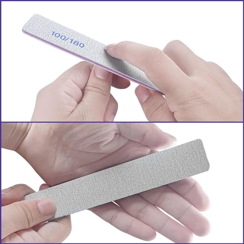 12 Pcs Nail Files Set - 100/180 Grit Double-Sided Emery Boards Square