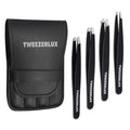 Professional Stainless Steel Tweezers Set - 4 Piece Precision Grooming Kit