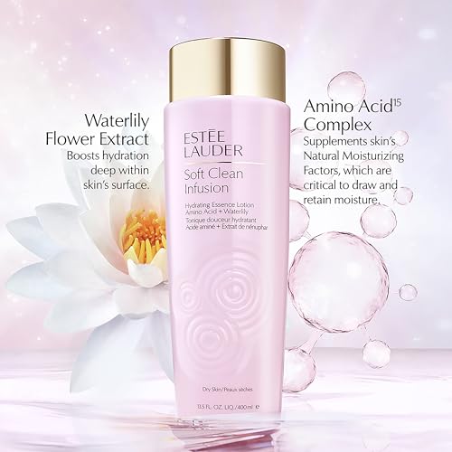 Est?e Lauder Soft Clean Infusion Hydrating Skin Essence Face Lotion Toner with Amino Acid + Waterlily, 13.5 Fl Oz