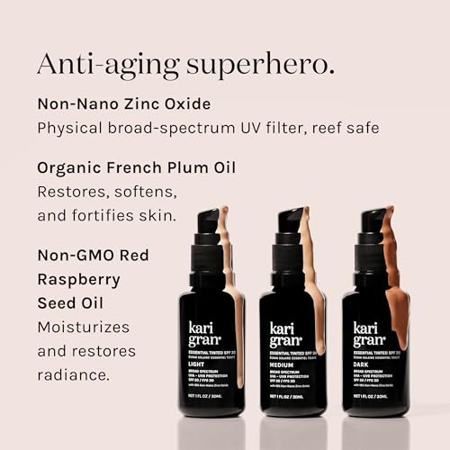 Kari Gran Essential Tinted SPF, Anti-Aging Tinted Moisturizing Sunscreen