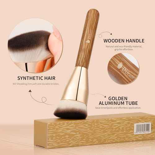 DUcare Angled Foundation Brush for Flawless Makeup Application Professional Liquid, Cream Powder Foundation Brush with Dense Bristles - Contoured for Precise Blending and Buffing
