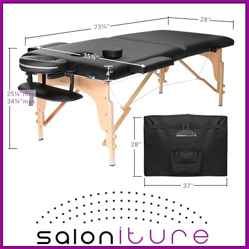 Saloniture Professional Massage Table - Portable Folding w/ Carrying Case