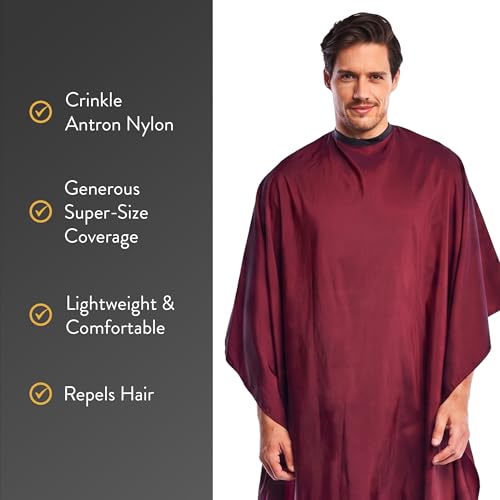 Betty Dain Crinkle Nylon Hair Cutting Cape 54x60 Burgundy