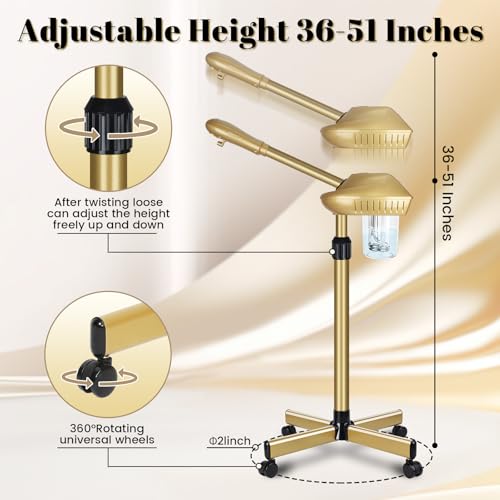 Professional Facial Steamer with Adjustable Height & Ionic Steam