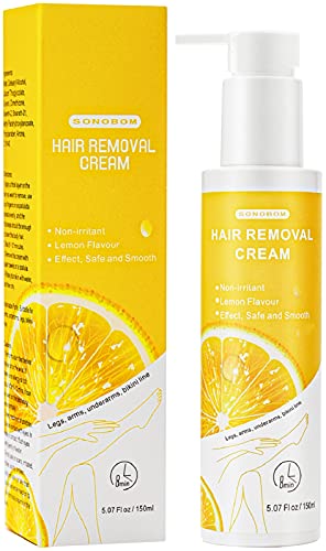 Sonobom Lemon Scent Hair Removal Cream for Sensitive Skin, Painless, 5.07 Fl oz